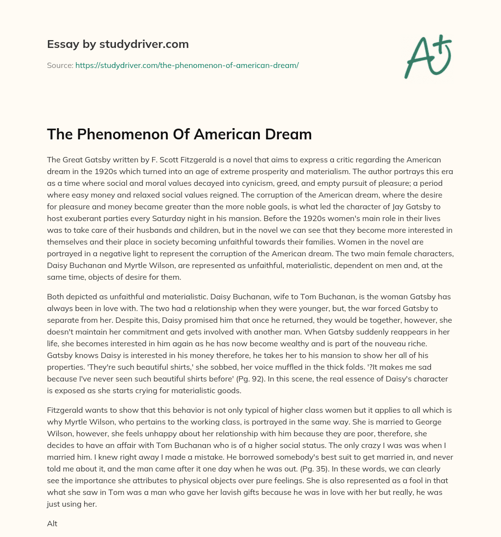 The Phenomenon of American Dream essay