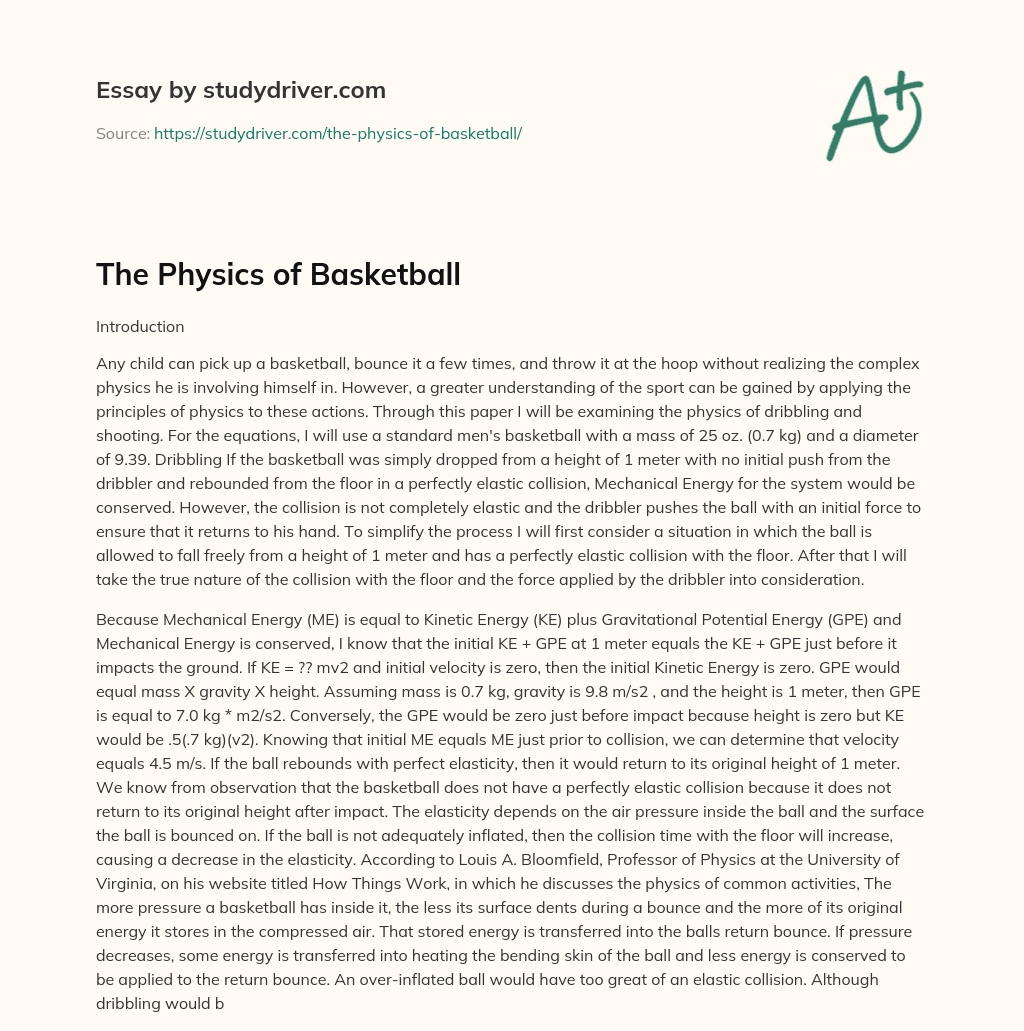 The Physics of Basketball essay