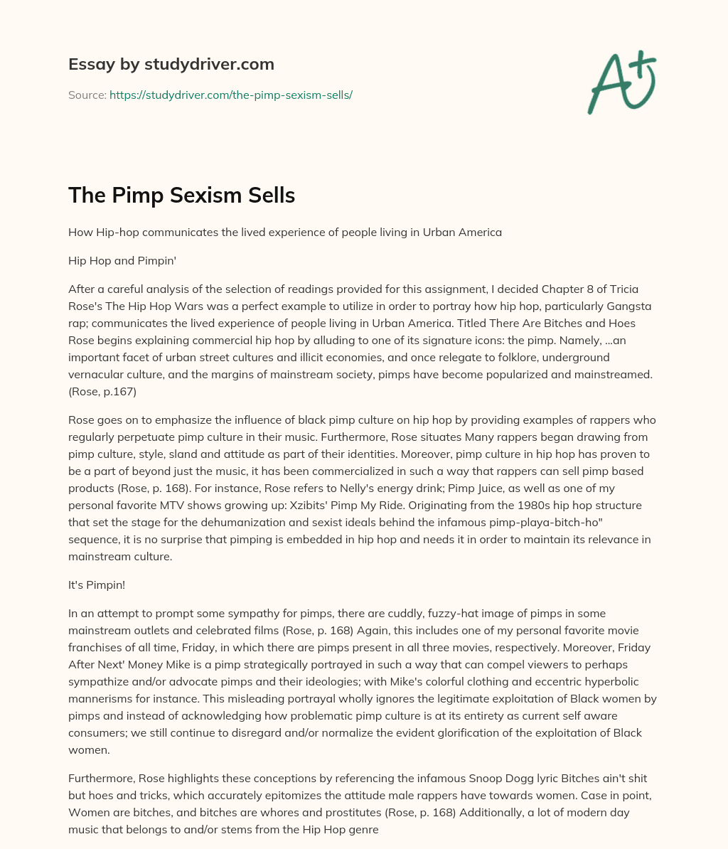 The Pimp Sexism Sells essay