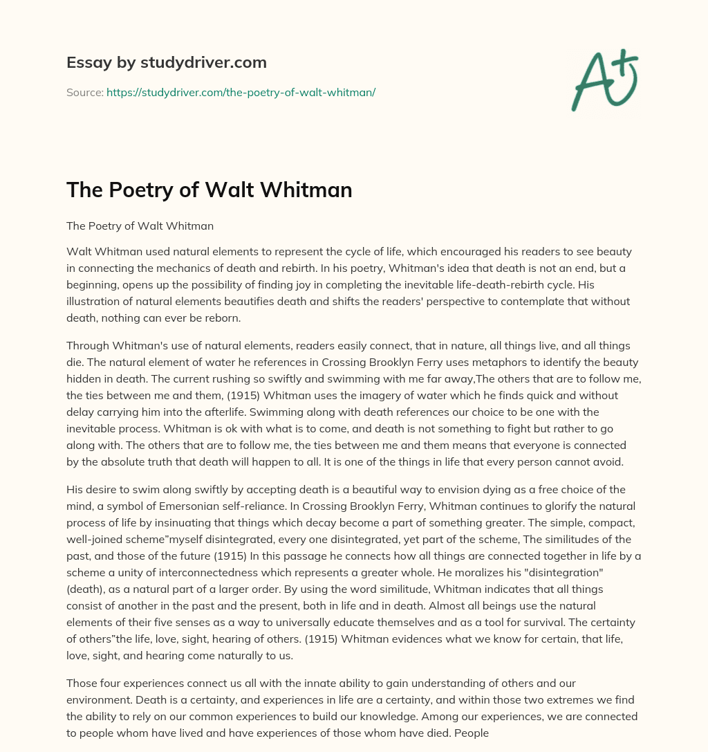 The Poetry of Walt Whitman essay