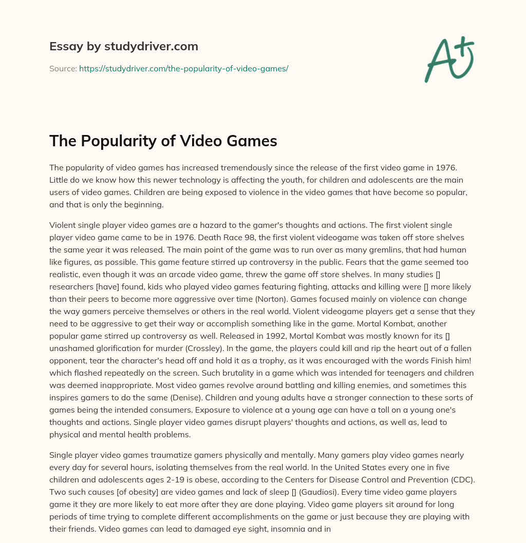 The Popularity of Video Games essay