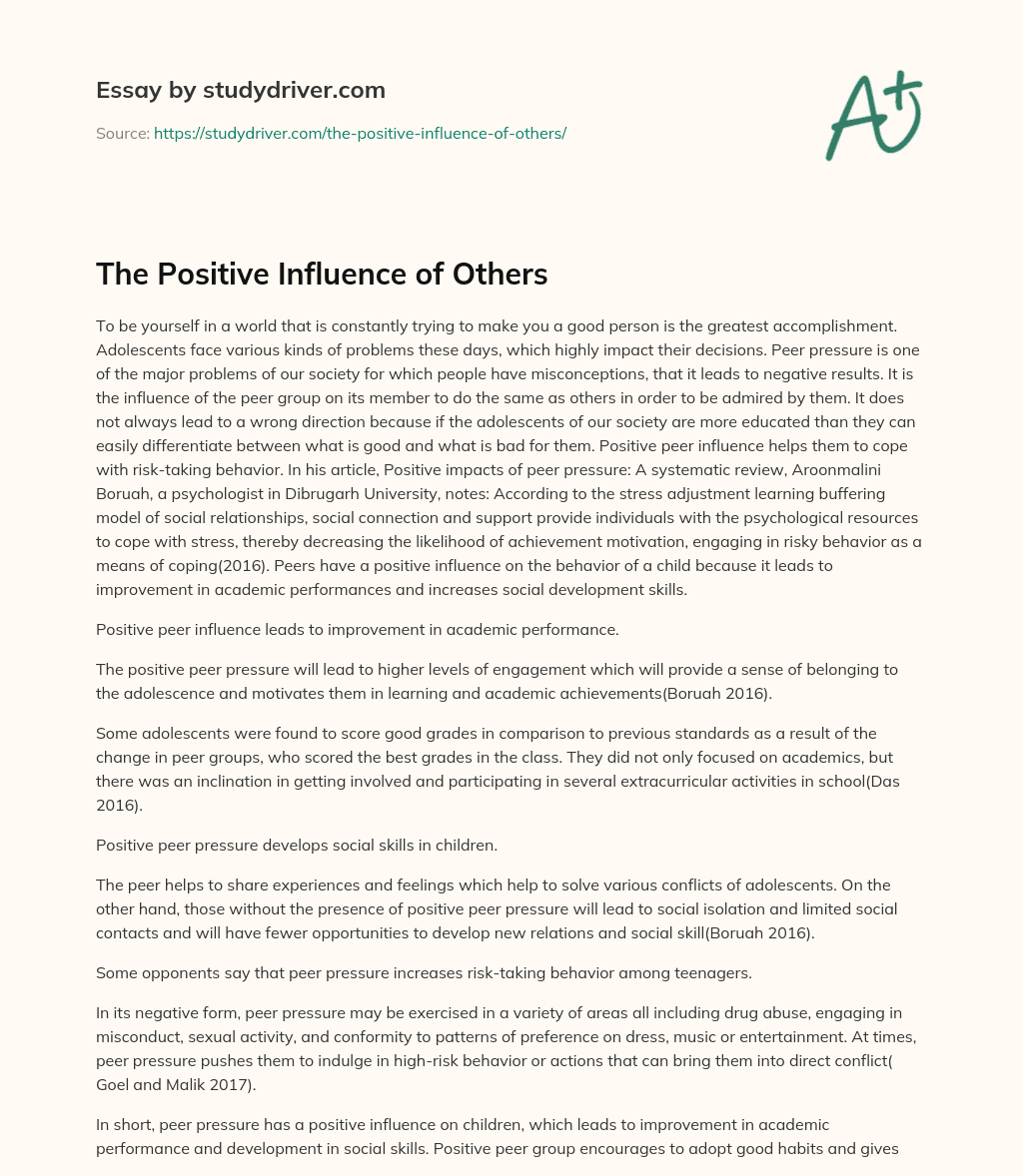 The Positive Influence of Others essay