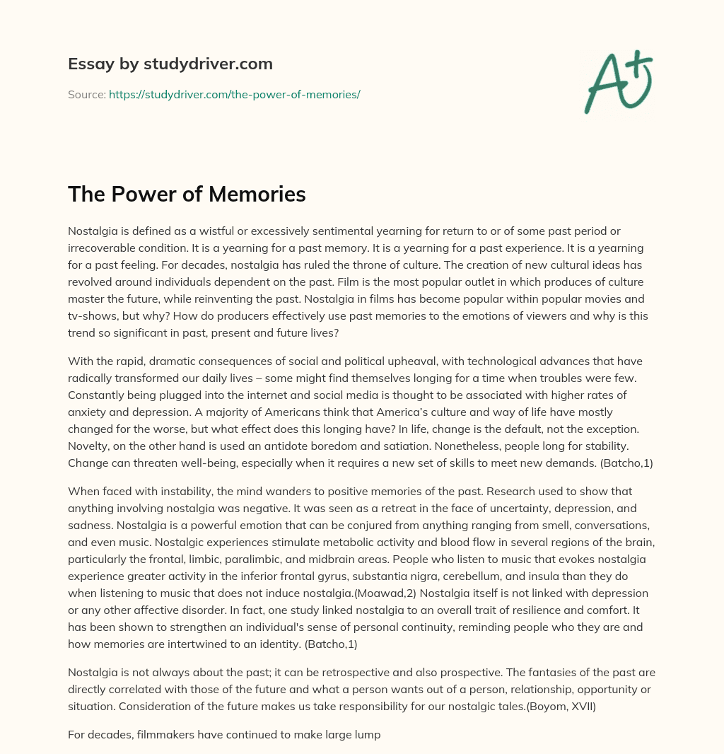 The Power of Memories essay