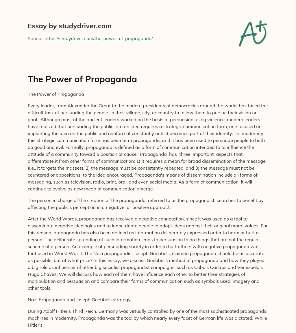The Power of Propaganda essay