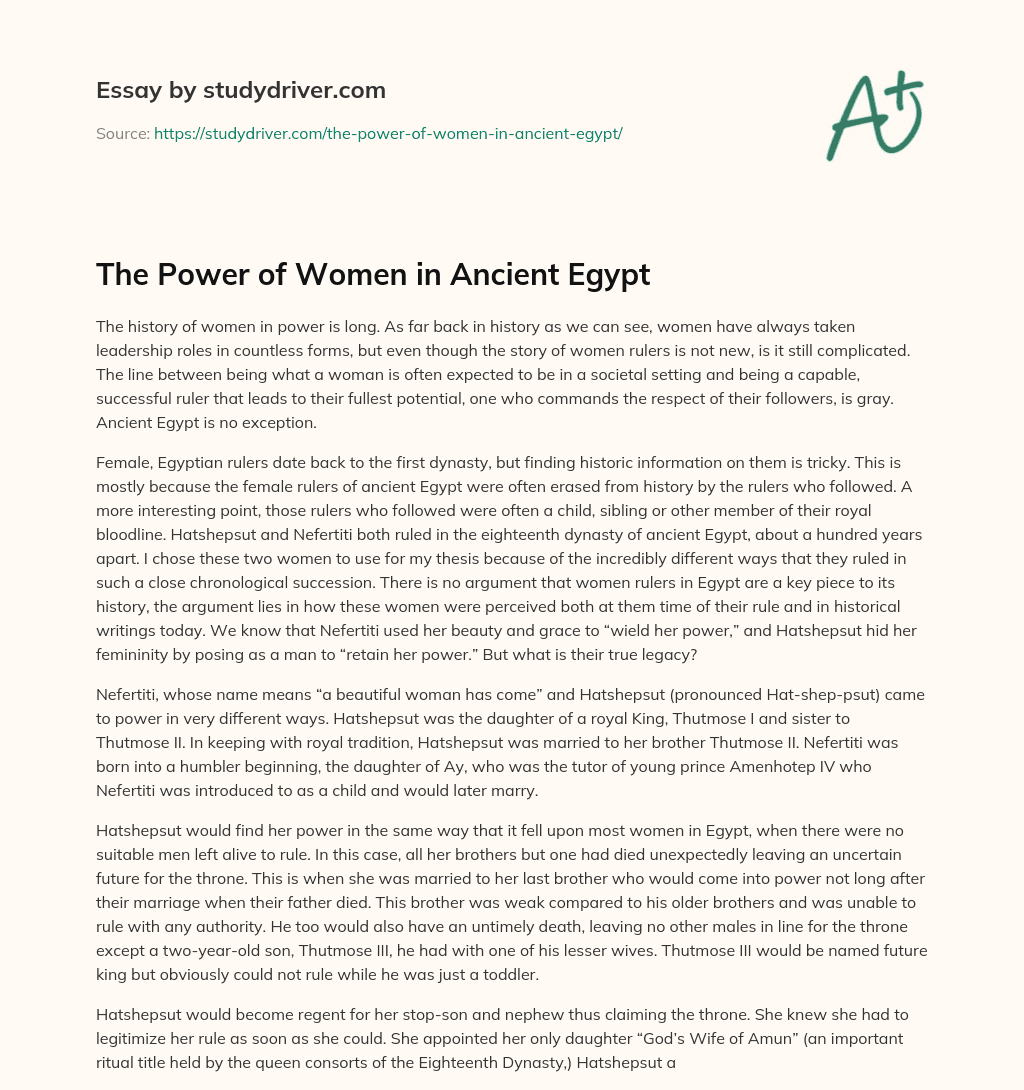 The Power of Women in Ancient Egypt essay