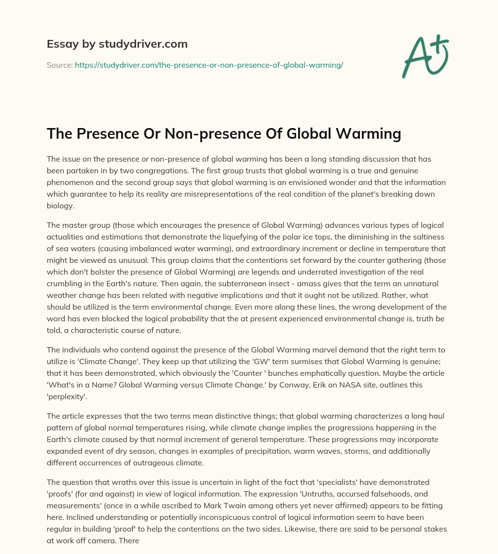The Presence or Non-presence of Global Warming essay
