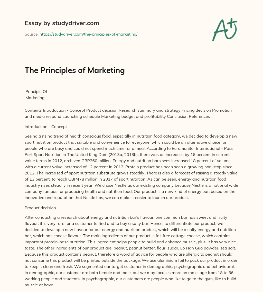 The Principles of Marketing essay