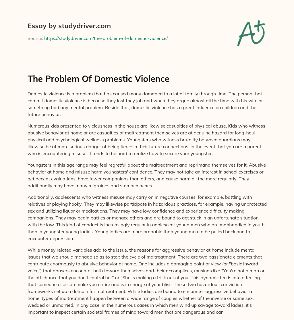 The Problem of Domestic Violence essay