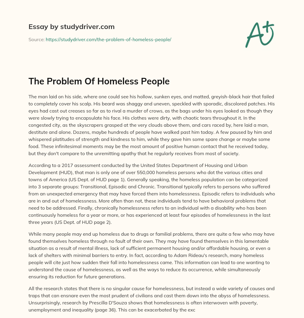 The Problem of Homeless People essay