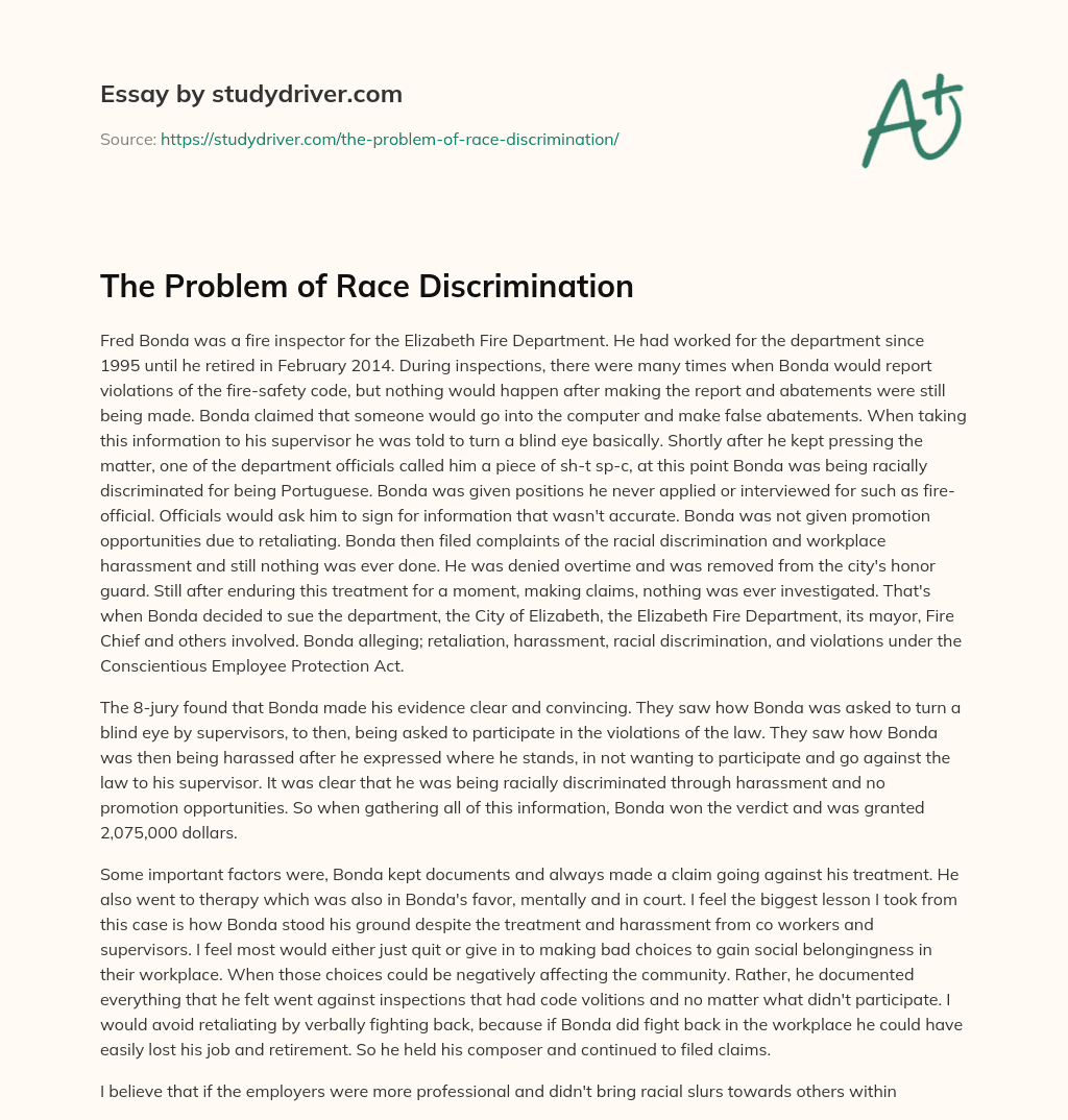 The Problem of Race Discrimination essay