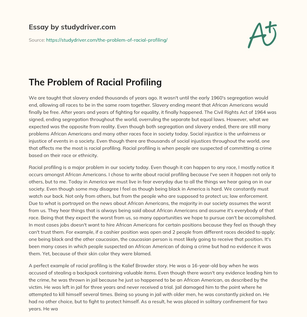The Problem of Racial Profiling essay