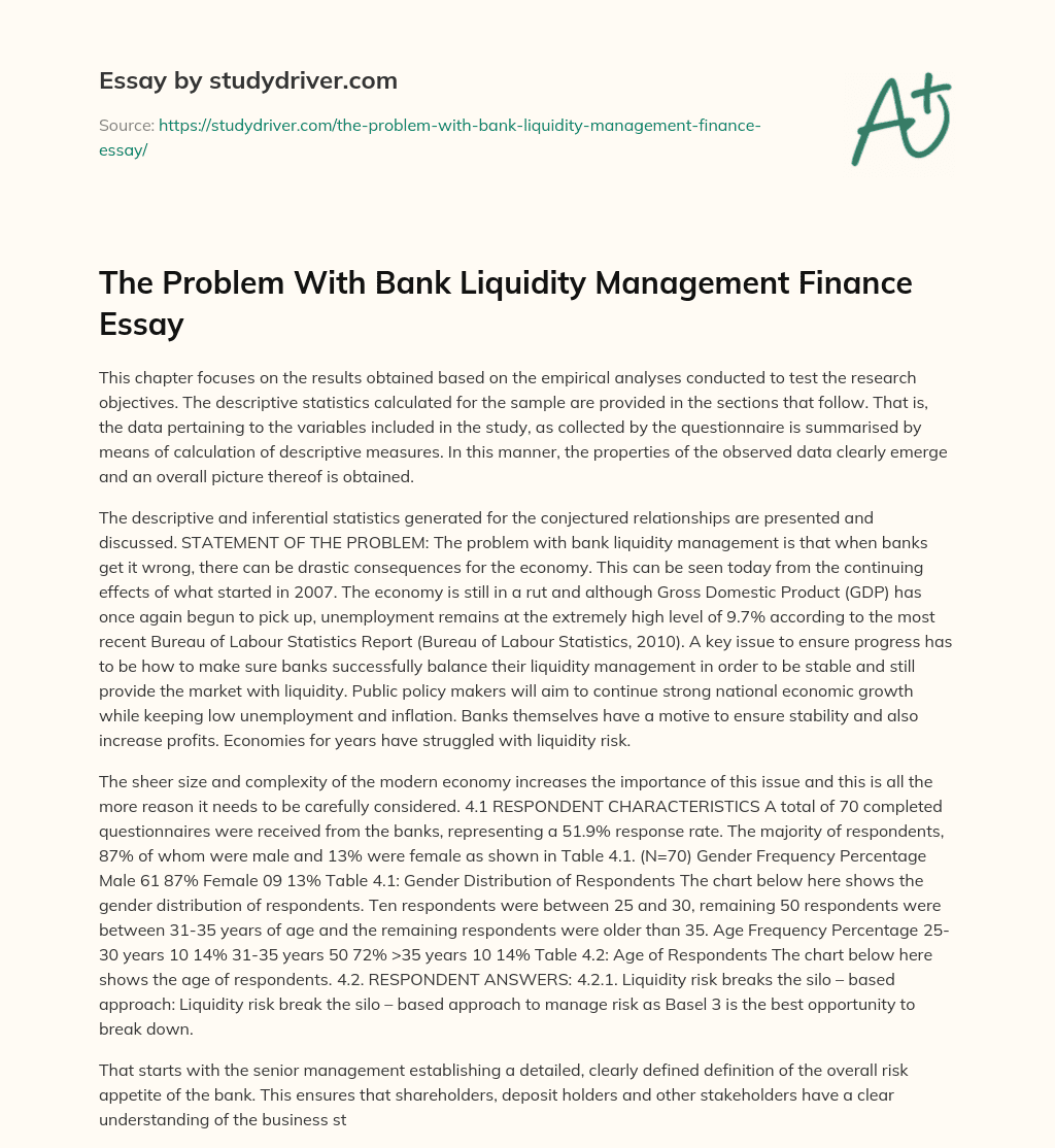 The Problem with Bank Liquidity Management Finance Essay essay