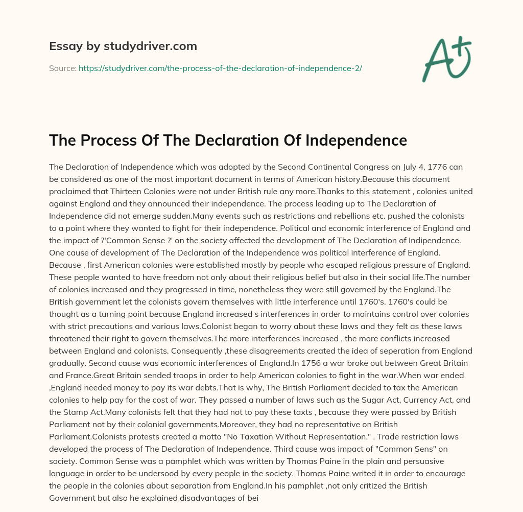 The Process of the Declaration of Independence essay