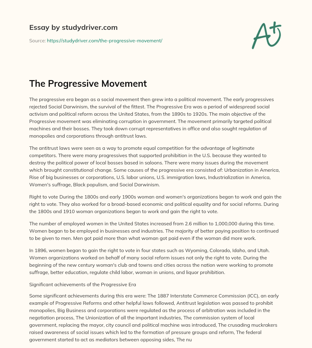The Progressive Movement essay