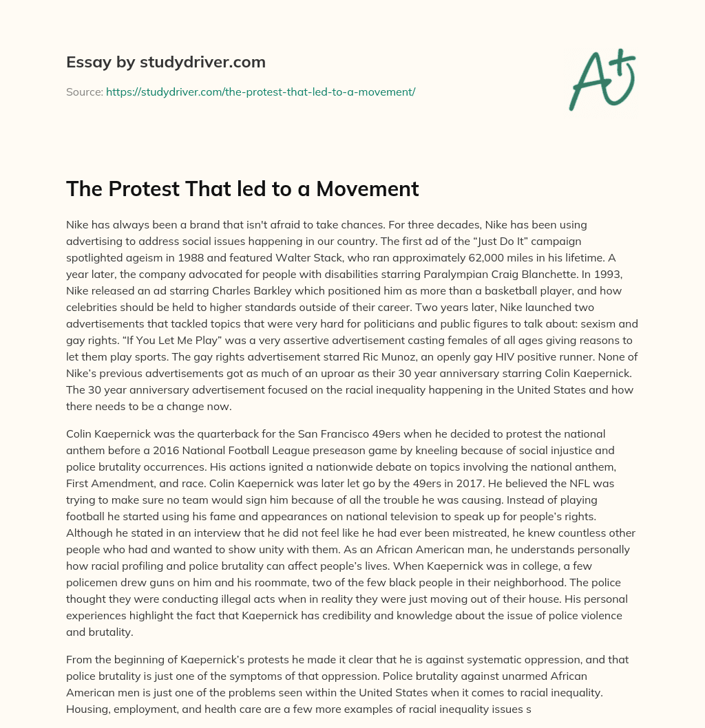 The Protest that Led to a Movement essay