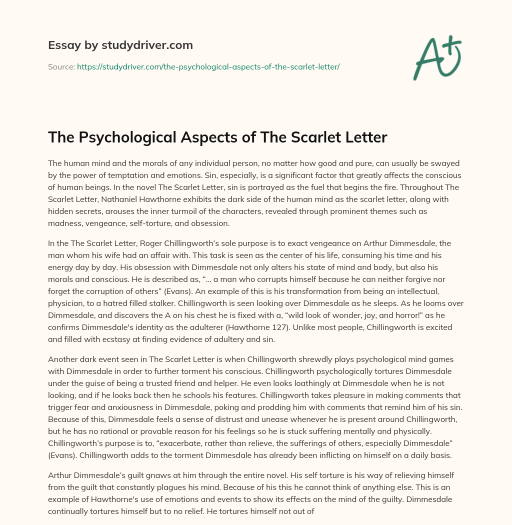 The Psychological Aspects of the Scarlet Letter essay
