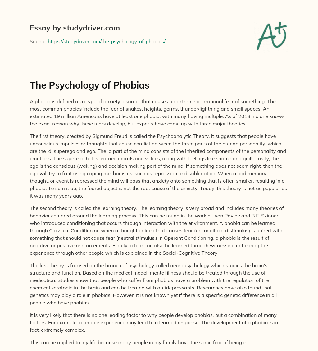 phobias psychology research paper
