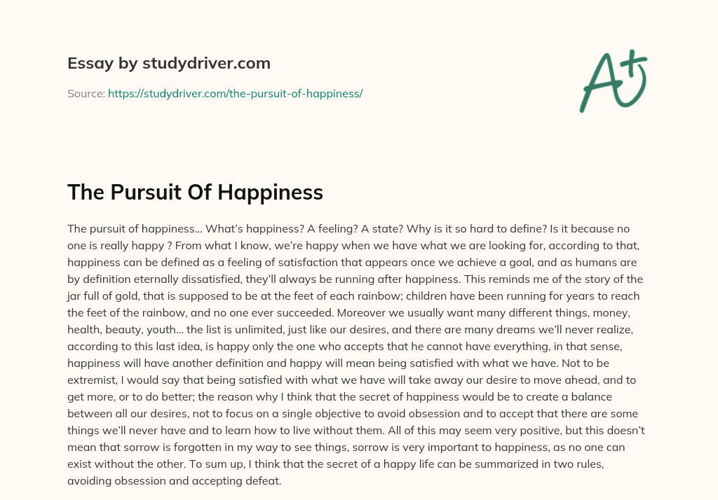 The Pursuit of Happiness essay