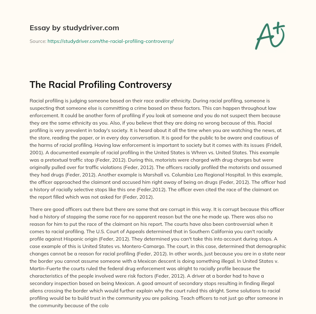 The Racial Profiling Controversy essay