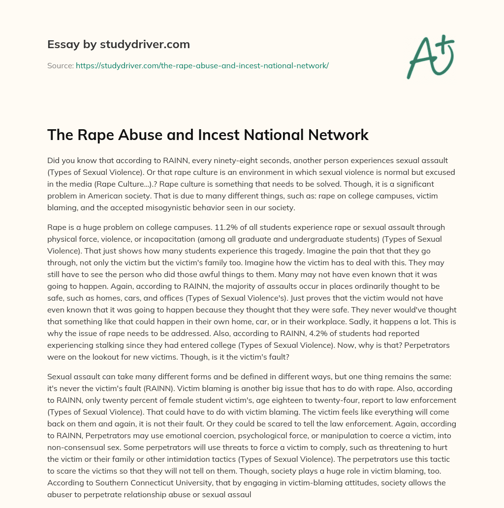The Rape Abuse and Incest National Network essay