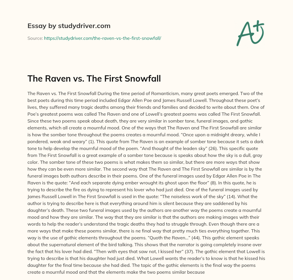 The Raven Vs. the First Snowfall essay