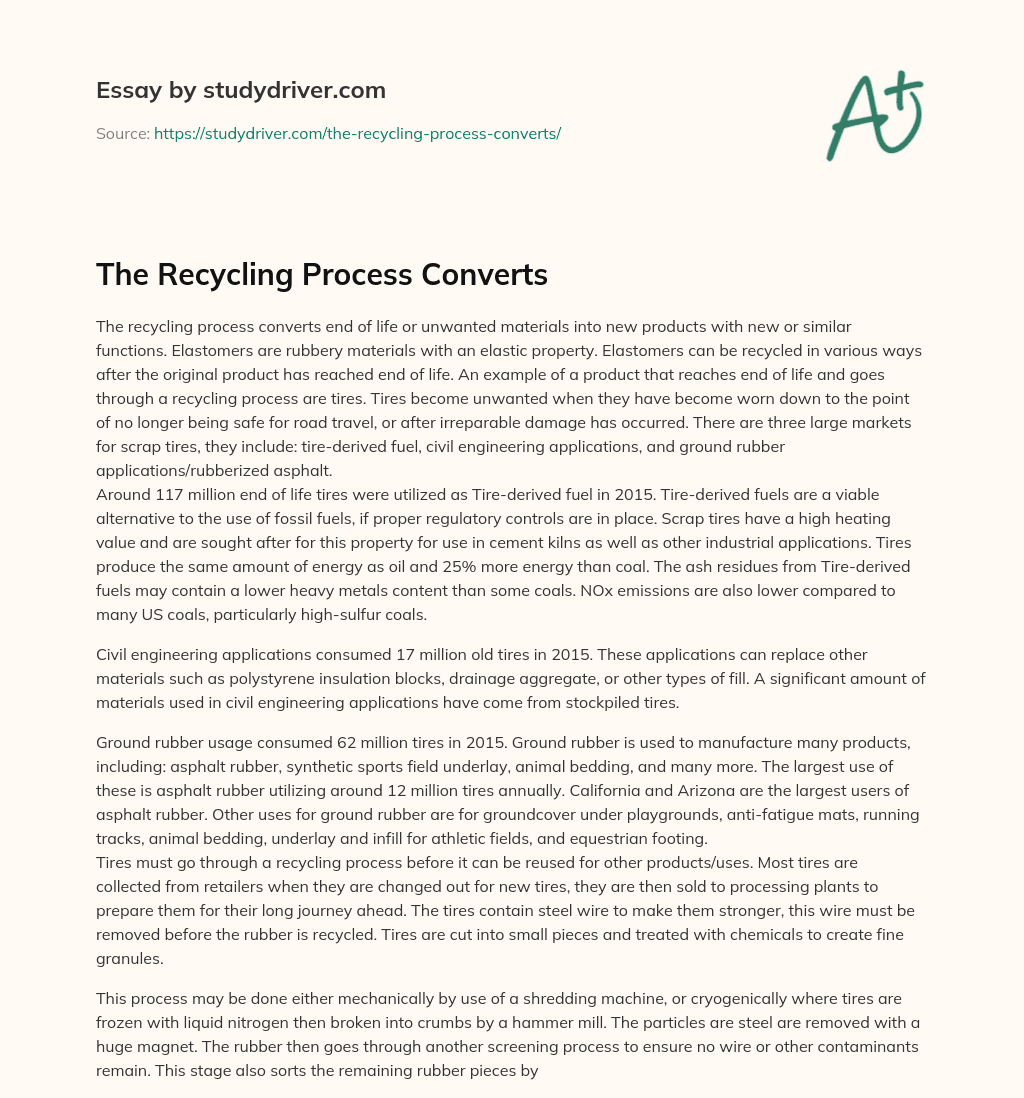 The Recycling Process Converts essay