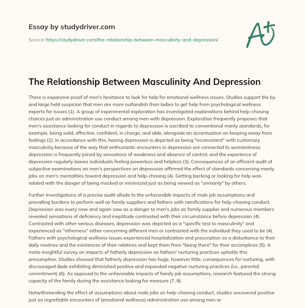 The Relationship between Masculinity and Depression essay