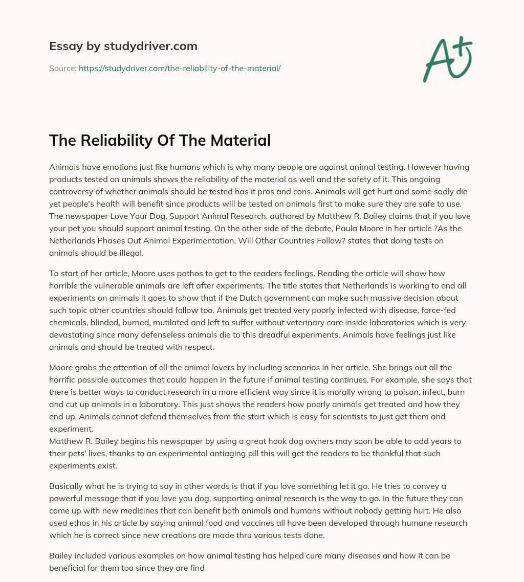 The Reliability of the Material essay