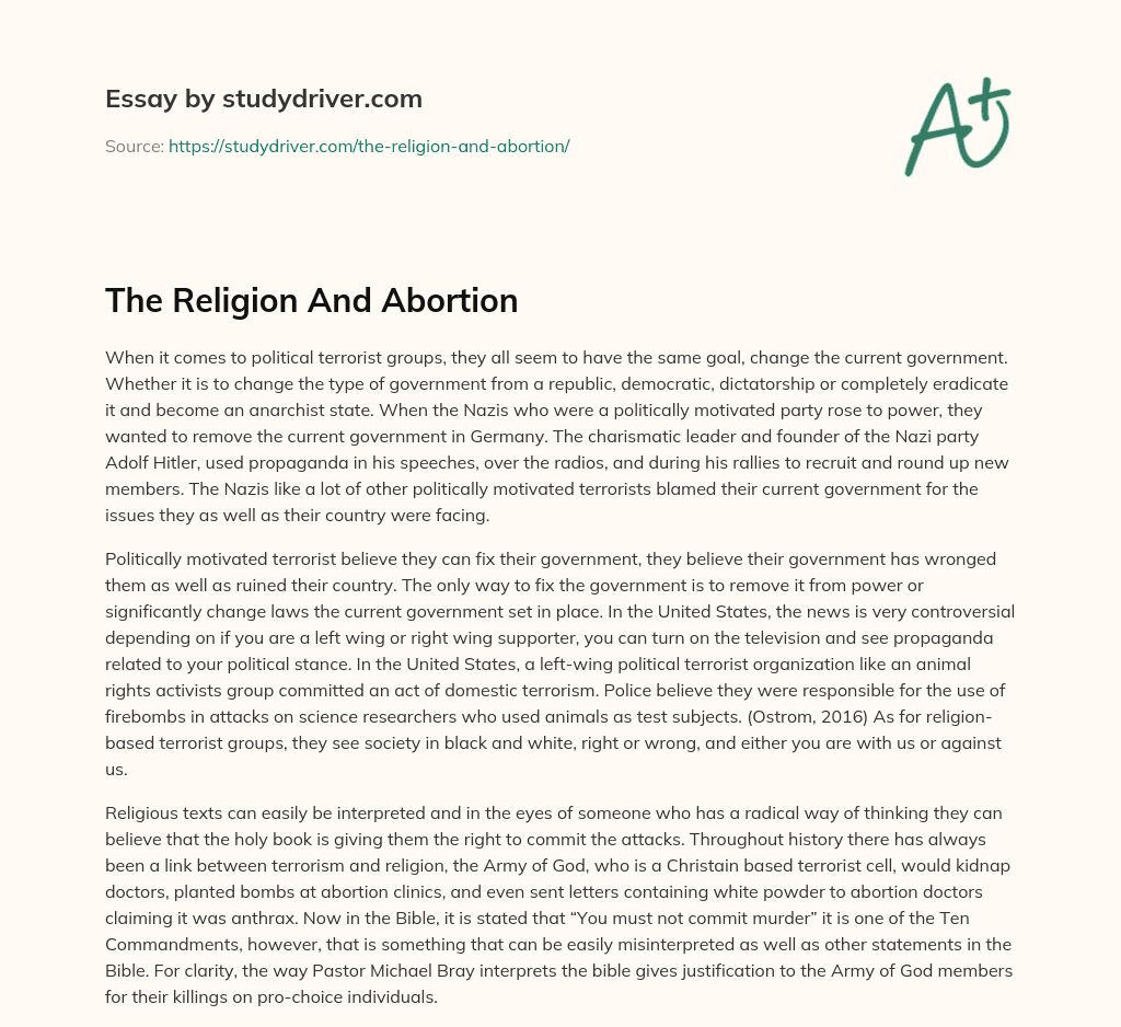 The Religion and Abortion essay