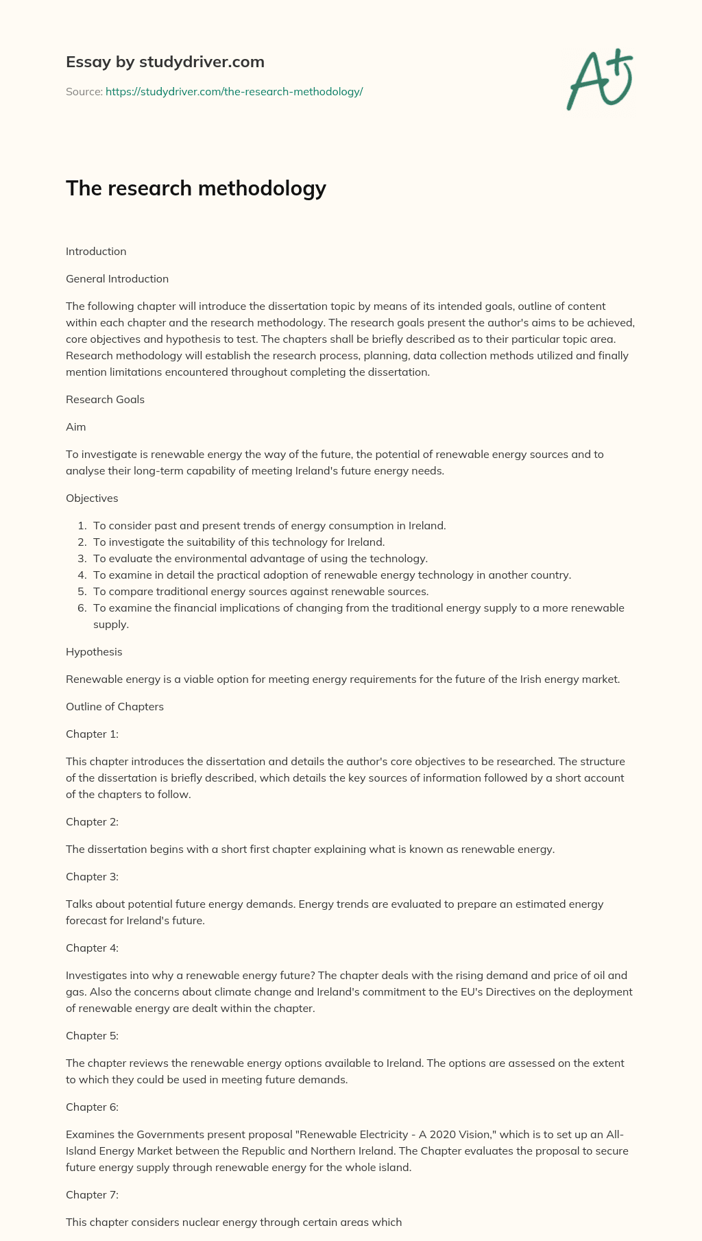 The Research Methodology essay