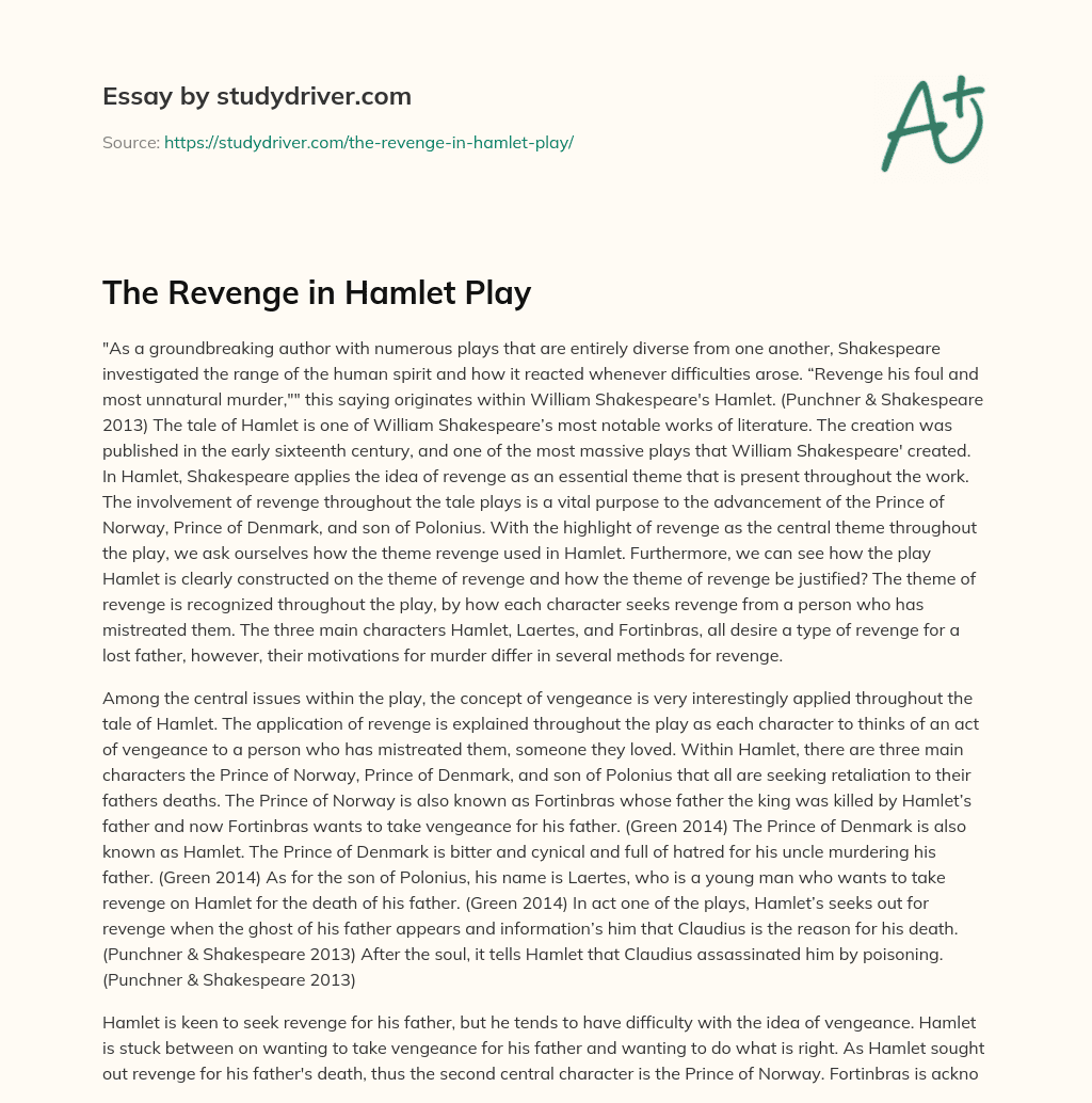 The Revenge in Hamlet Play essay