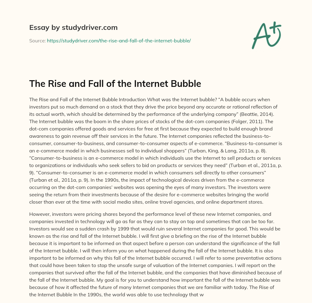The Rise and Fall of the Internet Bubble essay