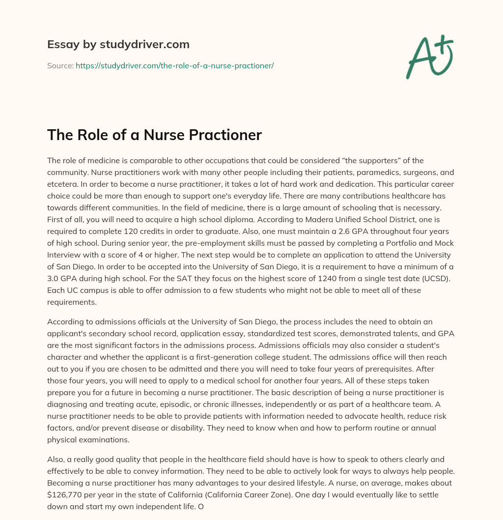 The Role of a Nurse Practioner essay