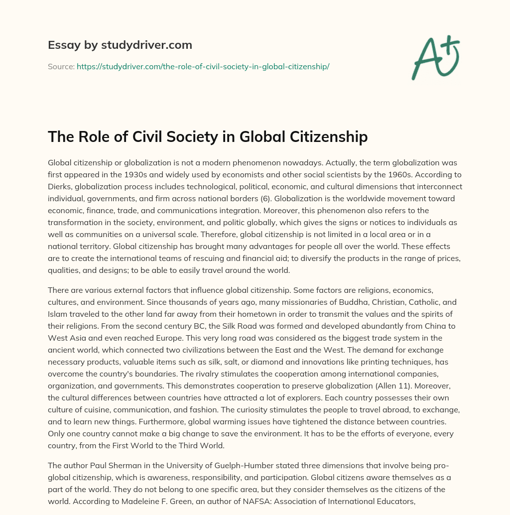 The Role of Civil Society in Global Citizenship essay