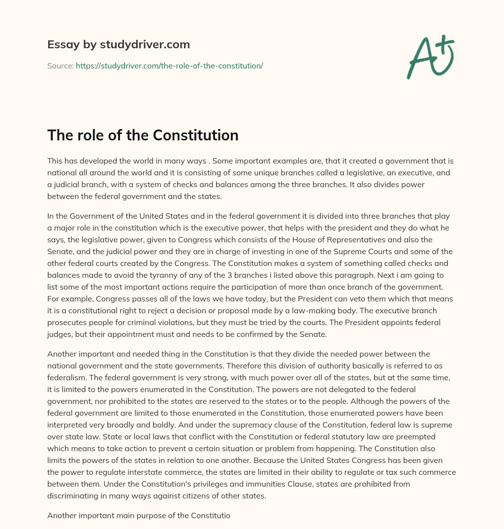 The Role of the Constitution essay