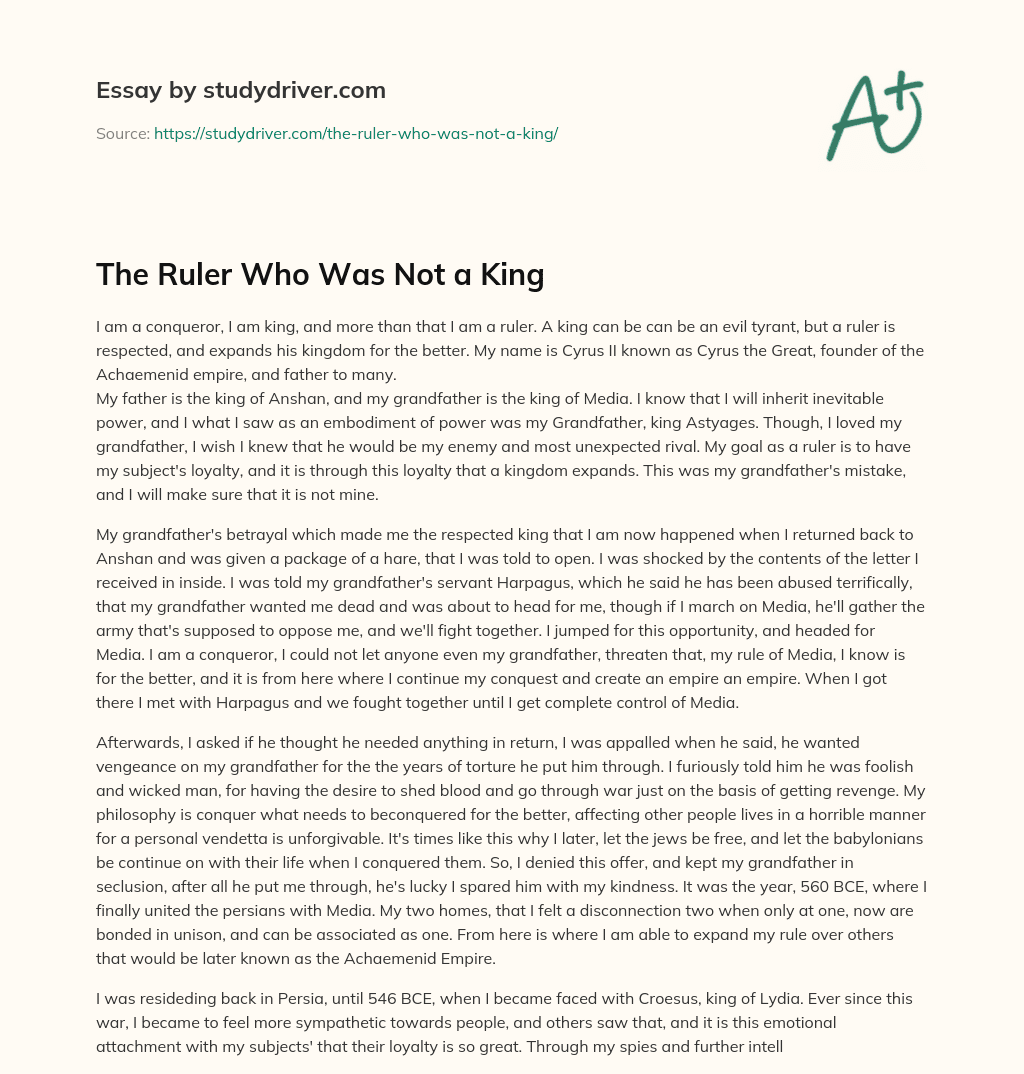 The Ruler who was not a King essay