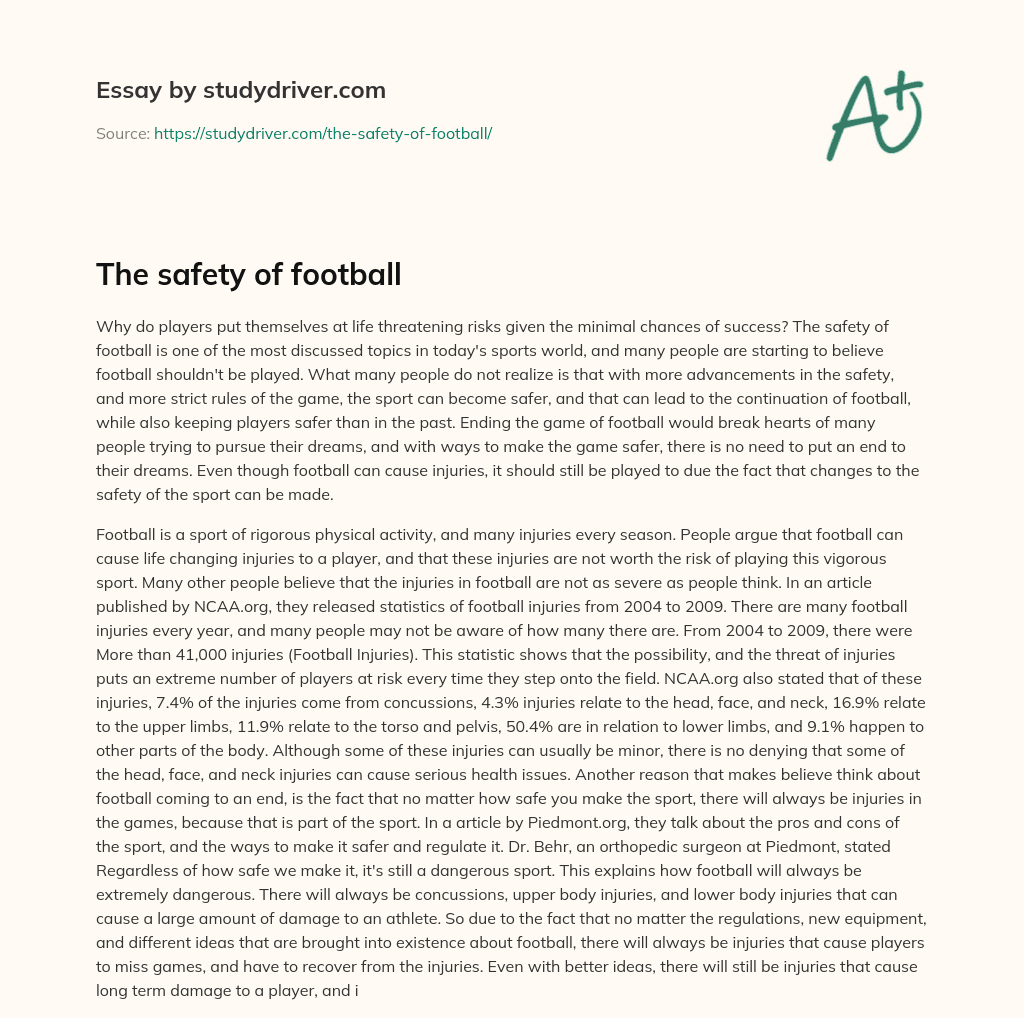 The Safety of Football essay