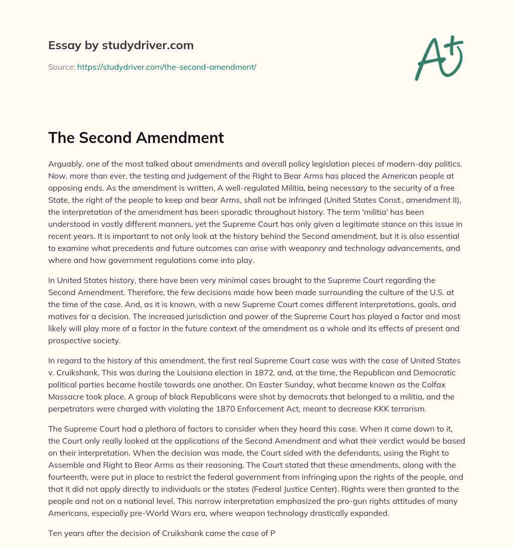 The Second Amendment essay