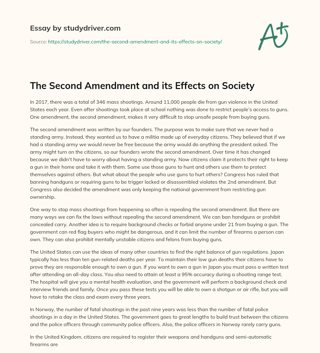The Second Amendment and its Effects on Society essay