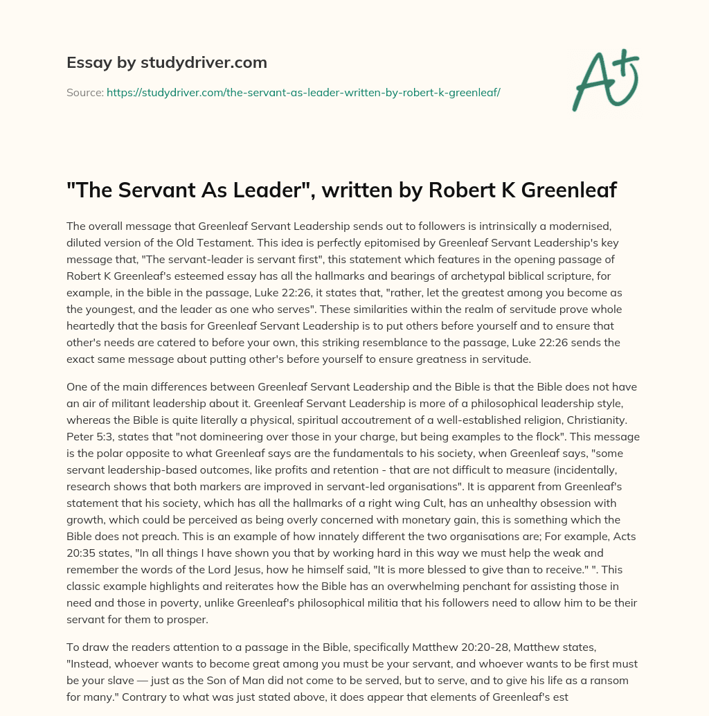 servant leadership greenleaf essay