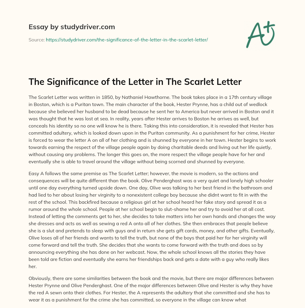 The Significance of the Letter in the Scarlet Letter essay