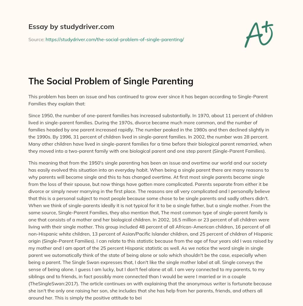 The Social Problem of Single Parenting essay