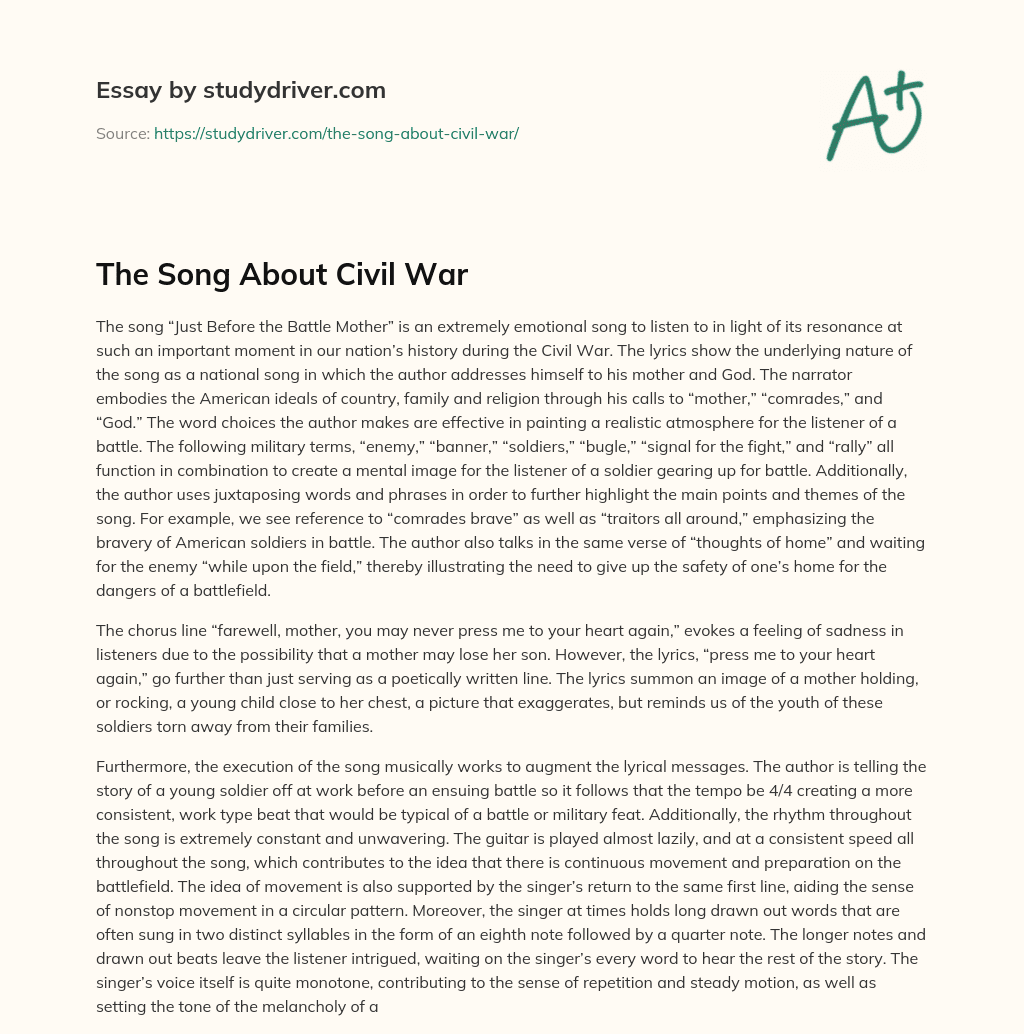 The Song about Civil War essay