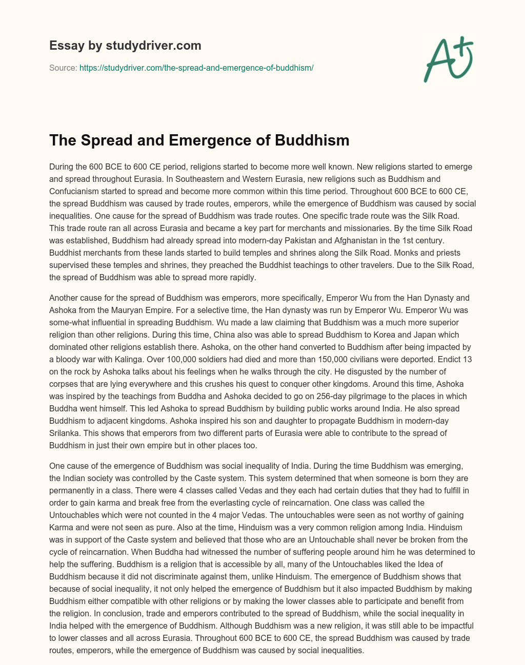 The Spread and Emergence of Buddhism essay
