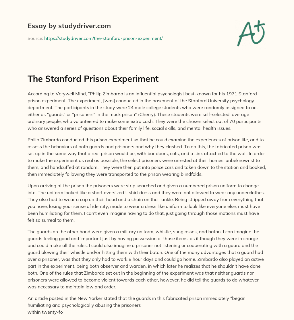 The Stanford Prison Experiment essay
