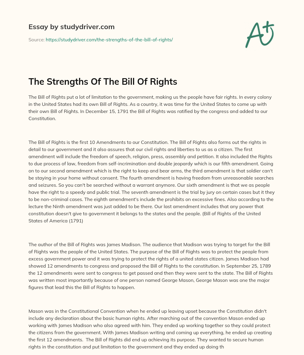 The Strengths of the Bill of Rights essay