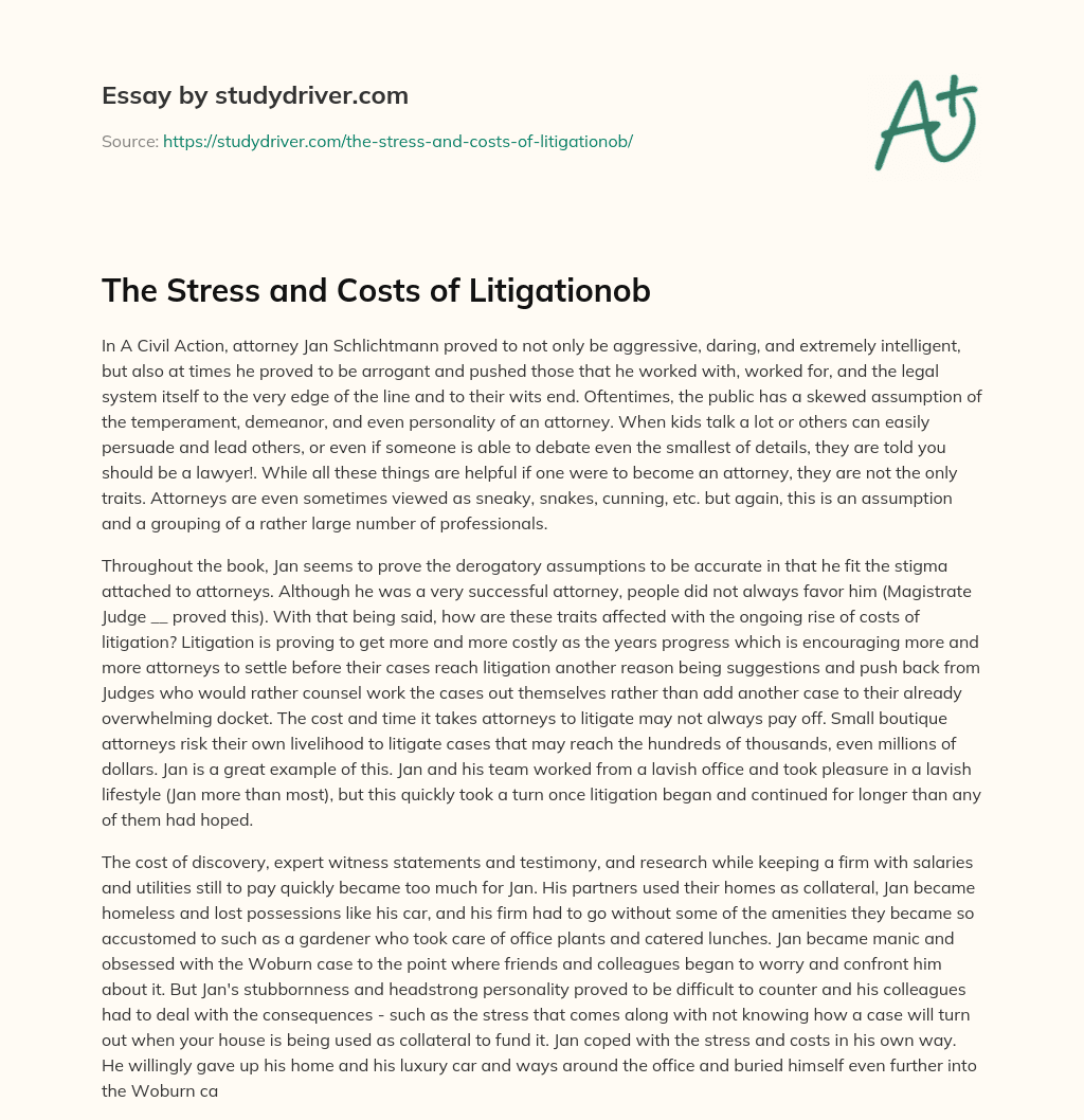The Stress and Costs of Litigationob essay