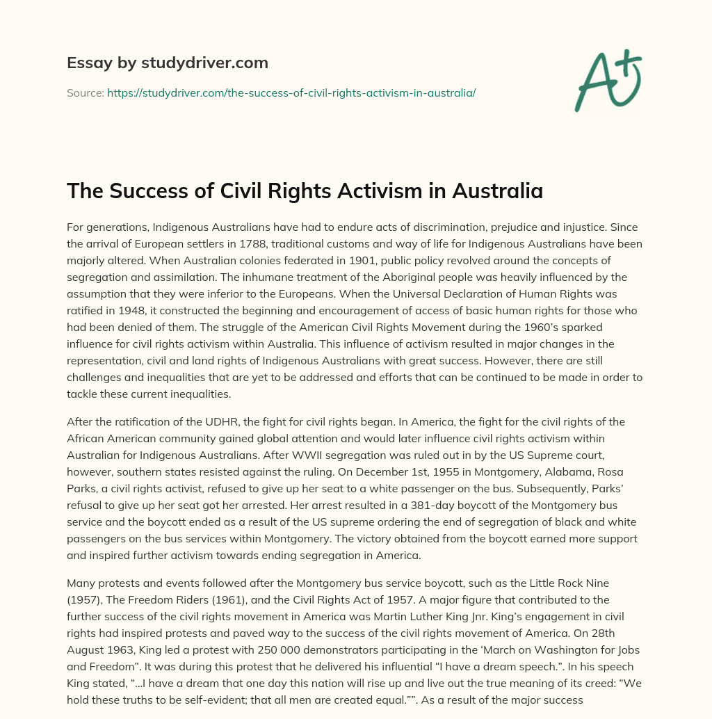 The Success of Civil Rights Activism in Australia essay