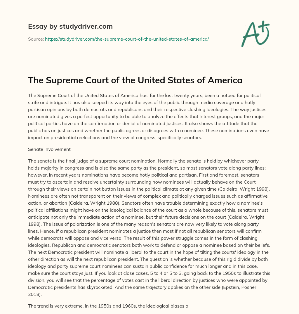 The Supreme Court of the United States of America essay