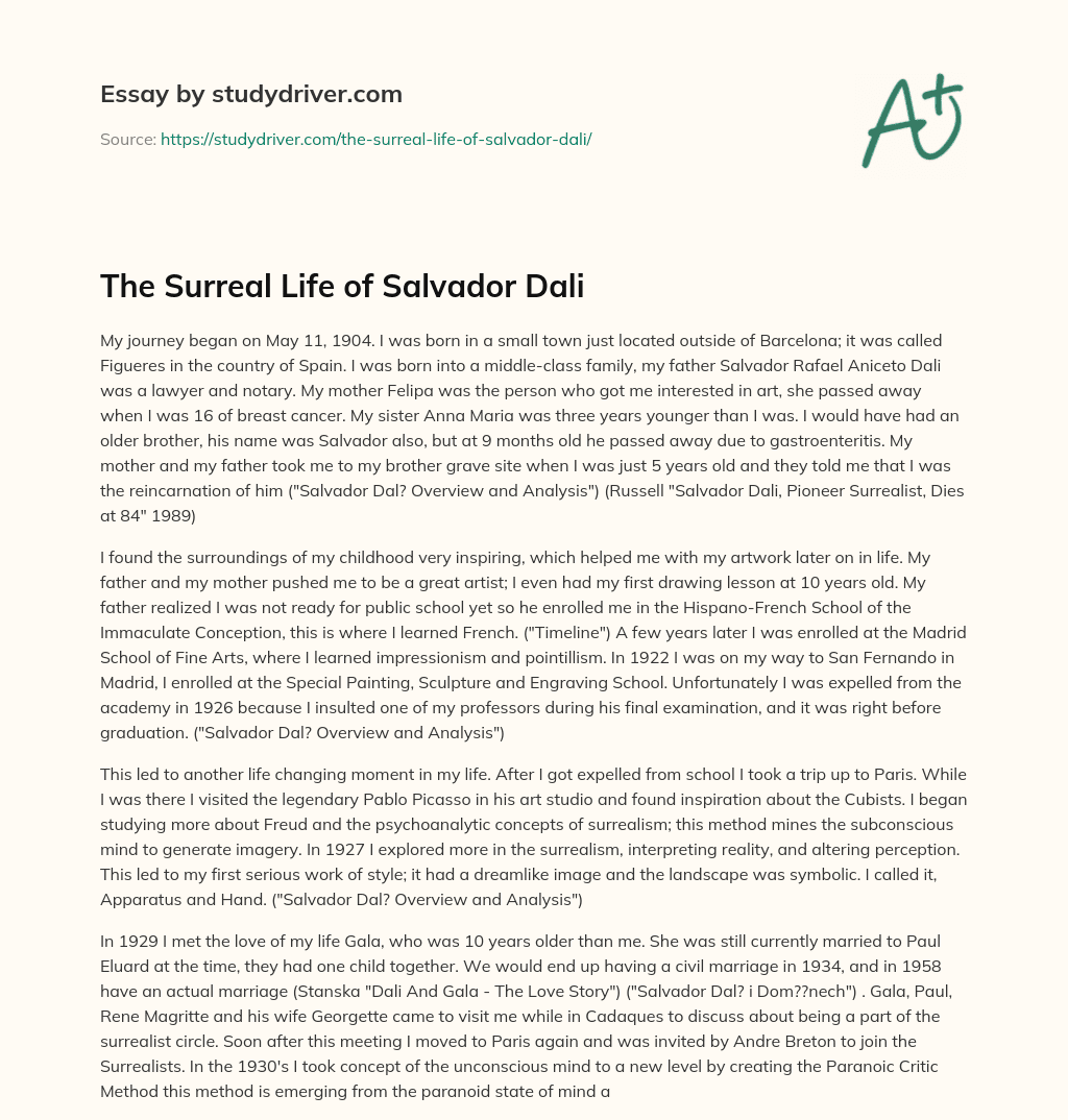 The Surreal Life of Salvador Dali essay